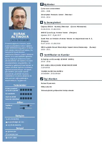 Çevre Mühendisi CV Örnekleri cv indir